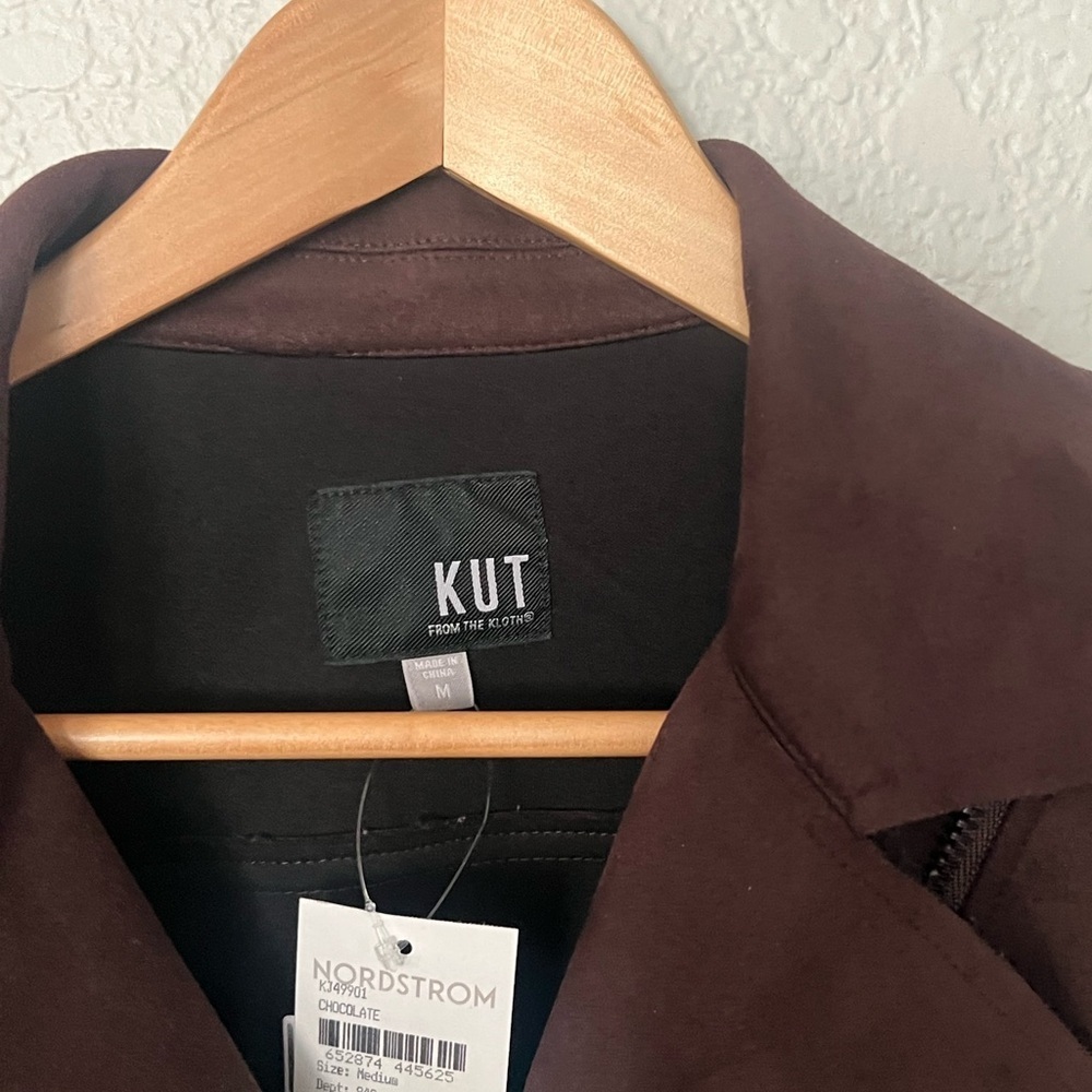 Kut from the Kloth Women's Dark Brown Faux Suede Jacket size Medium - Picture 2 of 3